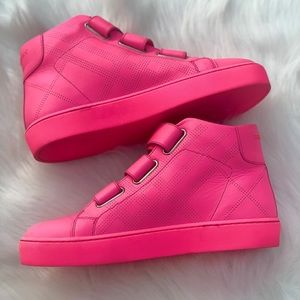 High top BURBERRY neon pink sneakers